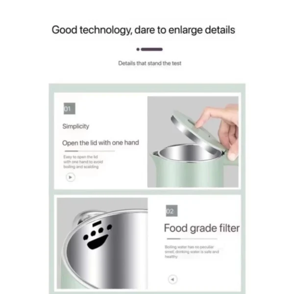 MY 3 Pin Stainless 1.8L Electric Hot Water Kettle Heating Jug Boiled Kettle Tea Maker